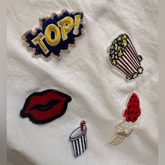 Zara White Shirt with fun patches - Picture 5 of 6